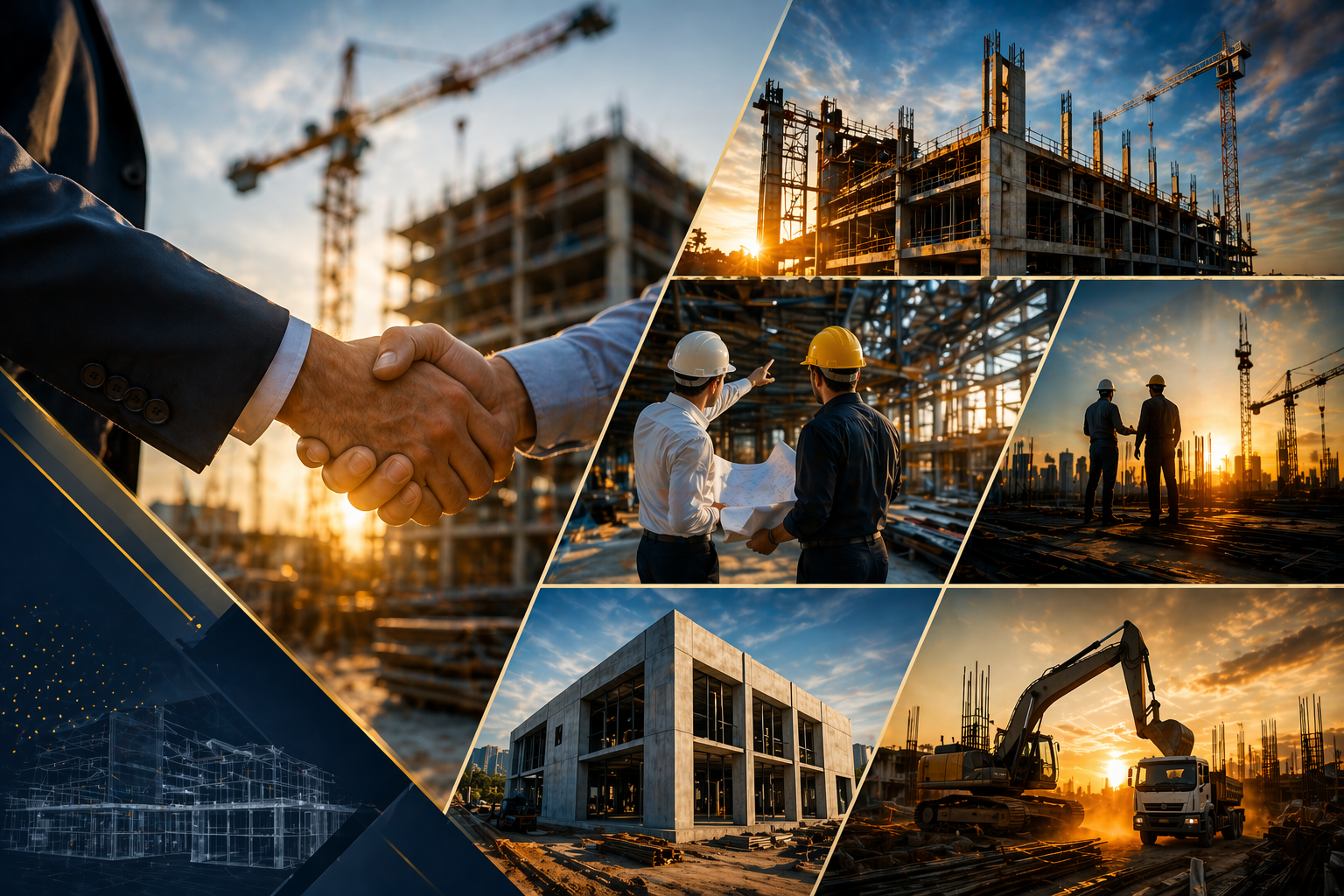 Parceria estratégica em obras com equipe técnica e canteiro em execução